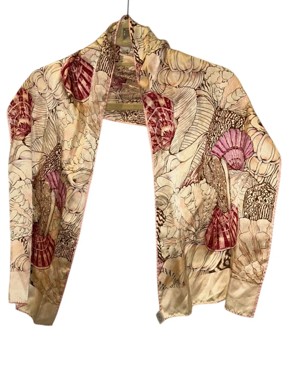 Vintage 1994 Smithsonian Institution SeaShell Scarf 100% Silk Made In Japan 90s